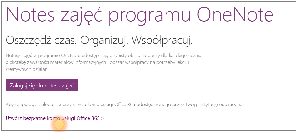 Zrzut ekranu przedstawiający uzyskiwanie bezpłatnego konta usługi Office 365.