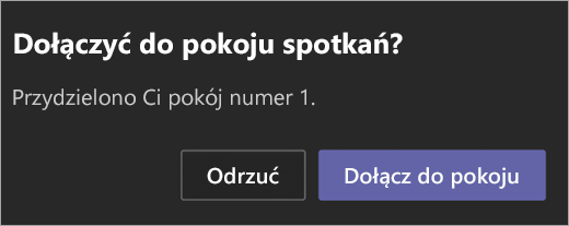 Zaproszenie do dołączenia do osobnego pokoju.