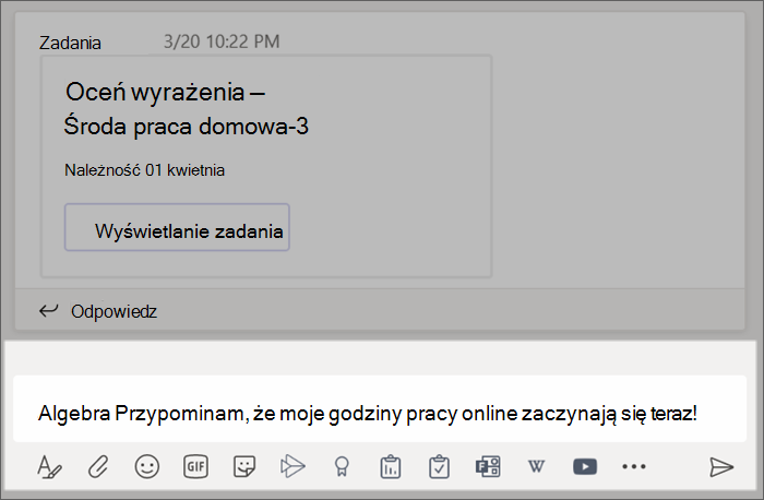 Zrzut ekranu przedstawiający wpis wpisany w polu redagowania.