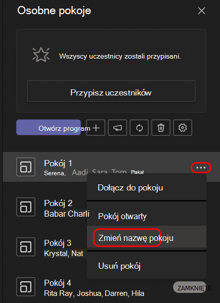 Obraz przedstawiający sposób zmieniania nazwy osobnego pokoju.