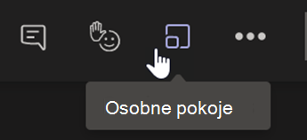 Zrzut ekranu przedstawiający przycisk Osobne pokoje na pasku sterowania spotkaniem aplikacji Teams.