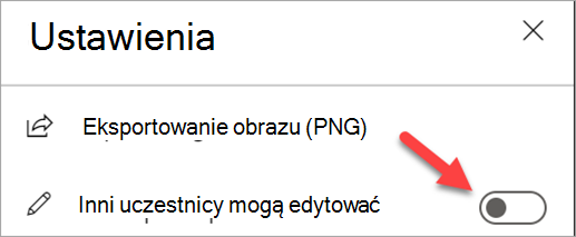 Zrzut ekranu przedstawiający panel Ustawienia z wyłączonym przełącznikiem 