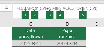 Obliczanie daty na podstawie innej daty
