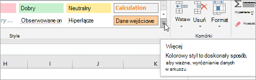 Kliknij pozycję Więcej, aby wyświetlić pole style