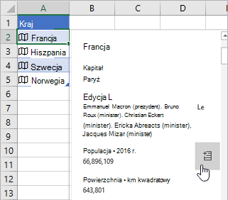 Kursor umieszczony nad polem populacji na karcie i przyciskiem Wyodrębnij