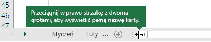 Przeciągnij dwukierunkową strzałkę w prawo, aby wyświetlić jedną lub więcej kart
