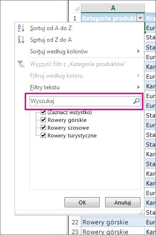 Filtrowanie przez wyszukiwanie