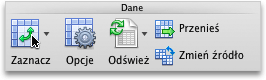 Karta Tabela przestawna, grupa Dane
