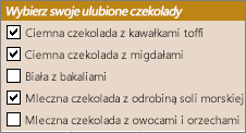 Przykładowe pola wyboru