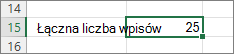 Zrzut ekranu przedstawiający wyniki funkcji ILE.NIEPUSTYCH.