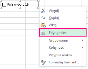 Edytowanie tekstu kontrolki formularza