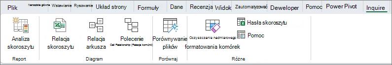 Karta Inquire w programie Excel