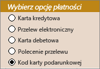 Przykładowe kontrolki przycisków radiowych