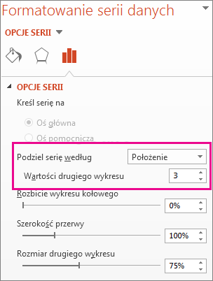 Pole Podziel serię według w okienku Formatowanie serii danych