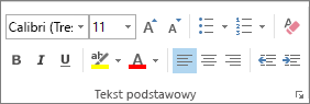 Opcje w grupie Tekst podstawowy