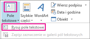Menu Pole tekstowe w grupie Tekst