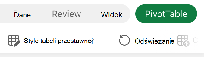 Karta Tabela przestawna na tablecie iPad
