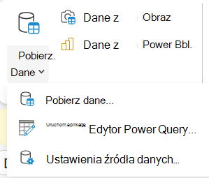 Menu Pobierz dane na wstążce.