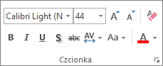 Opcje w grupie Czcionka