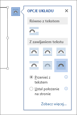 Opcje układu pola tekstowego
