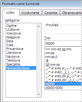 Custom category in Format Cells dialog box