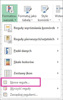 Przycisk Formatowanie warunkowe na karcie Narzędzia główne