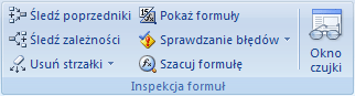 Grupa Inspekcja formuł na karcie Formuły