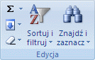 Obraz Wstążki programu Excel