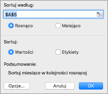 Wybieranie kolejności sortowania