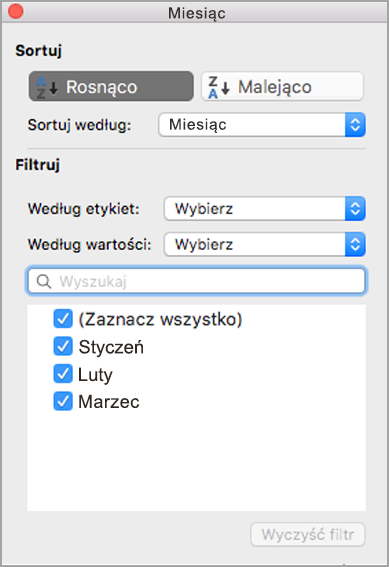 Wybieranie kryteriów niestandardowych