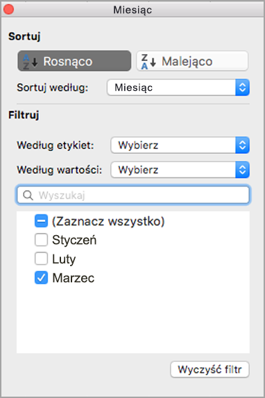 Ograniczanie wyników do jednego miesiąca