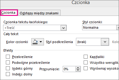 Font dialog box in Excel
