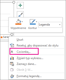 Font command on the shortcut menu used to change the chart legend font
