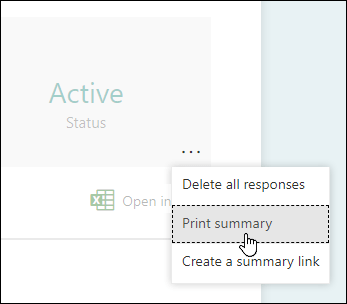 Opcja Drukowanie podsumowania w Microsoft Forms