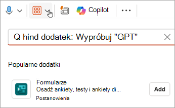 Wybierz pozycję Dodaj Add-Ins > Forms > , aby dodać dodatek Formularze do programu PowerPoint