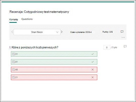 Przejrzyj odpowiedzi w testach.