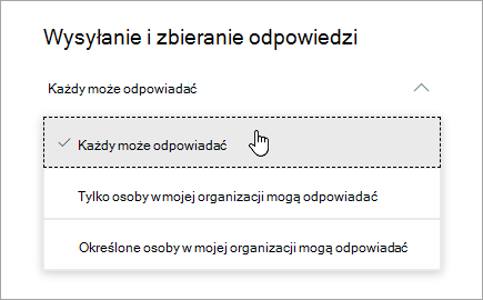 Opcje udostępniania aplikacji Microsoft Microsoft Forms