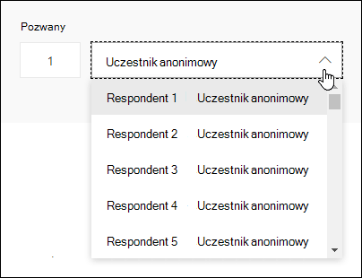 Wyświetlanie listy rozwijanej respondentów w aplikacji Microsoft Microsoft Forms