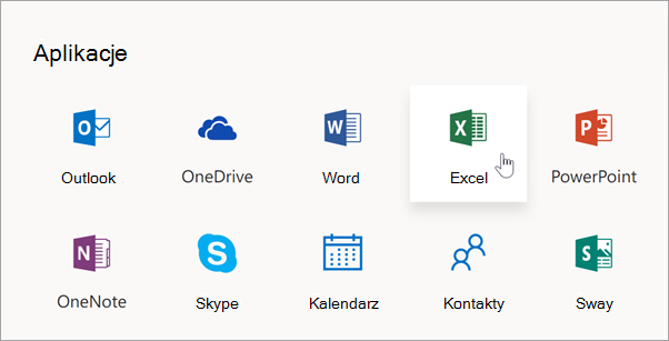 Po zalogowaniu się do www.office.com wybierz aplikację, której chcesz użyć.