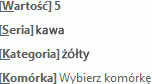Opcje wyboru w pozycji Wstaw pole etykiety danych