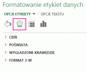 Karta Efekty w okienku Formatowanie etykiet danych