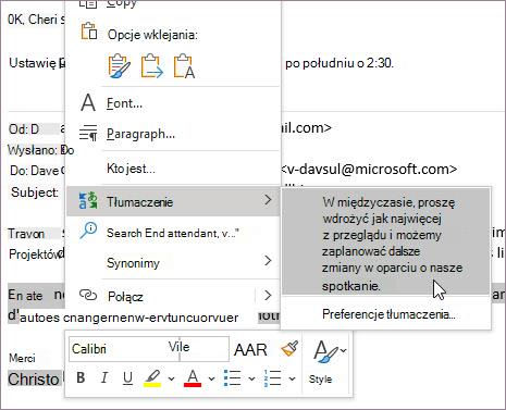 Tłumaczenie podczas redagowania