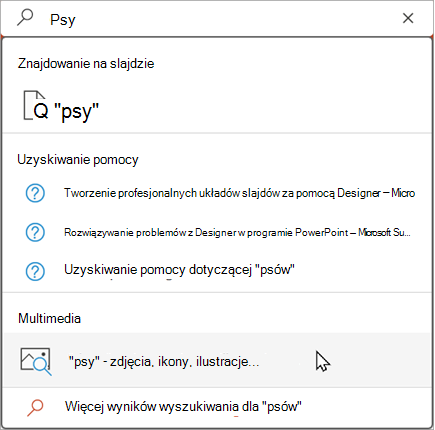 Wpisz tekst na pasku wyszukiwania, aby wyświetlić sugerowane wyniki