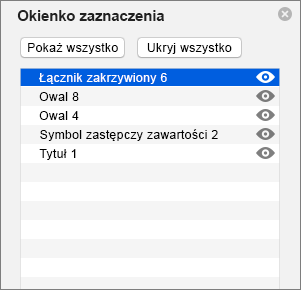 łącznikiem Okienko zaznaczenia w PowerPoint 2016 dla komputerów Mac