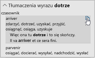 Opcje tłumaczenia wyrazu