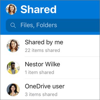 Widok plików udostępnionych w aplikacji OneDrive dla systemu Android