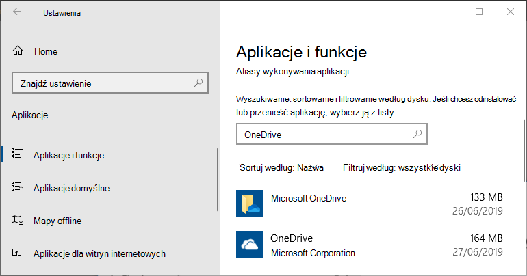 Ustawienia aplikacji usługi OneDrive w systemie Windows