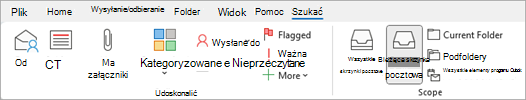 Na wstążce wybierz pozycję ma załączniki do wyszukiwania elementów zawierających pliki.