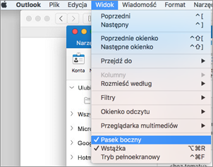 Wybierz pozycję Wyświetl > pasek boczny, aby wyświetlić listę folderów