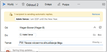 Zrzut ekranu przedstawia przykładowy wygląd porad dotyczących poczty.